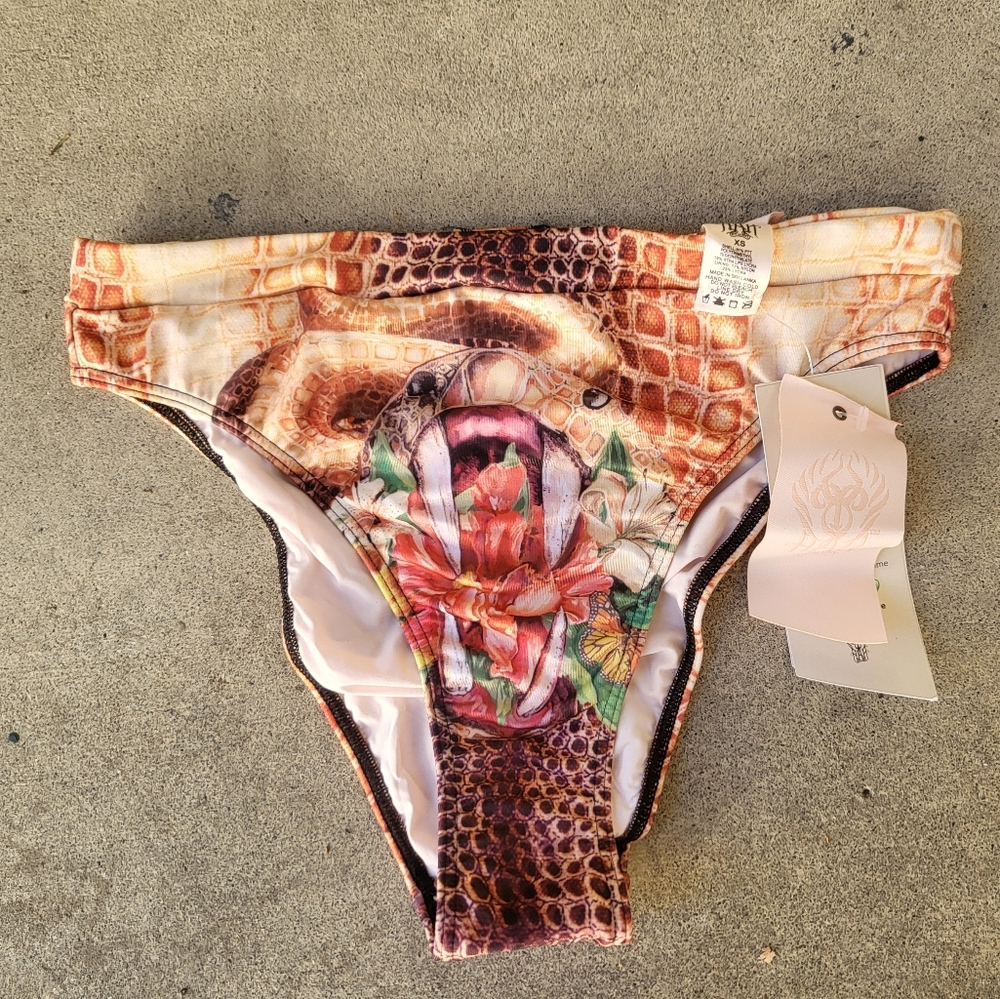 NWT Hot as Hell snake design high waisted bikini bottoms XS